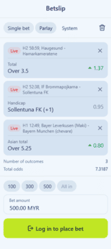 DK88 bet slip panel showing selections, stake entry, bet type choices and confirmation controls