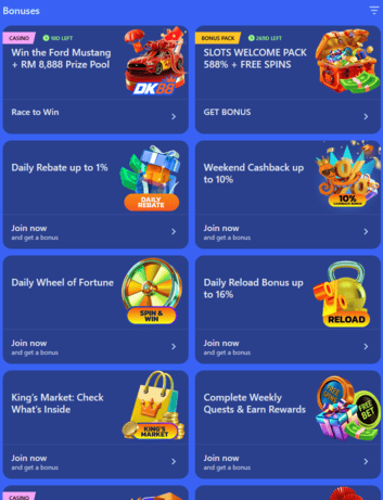 Dashking88 bonus page with sportsbook and casino offers, eligibility notes and betting-rule highlights